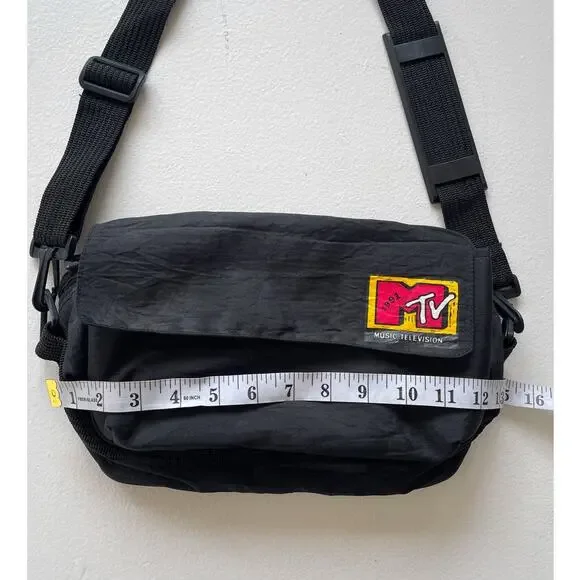Vtg 1991 MTV Logo Small Shoulder Bag / Nylon Rare Music Awards Television 1990s